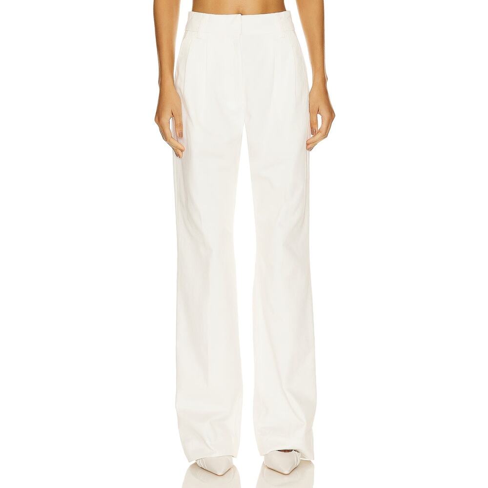 Favorite Daughter The Favorite Pant Geneva White Pleated Cotton Pockets Size 4